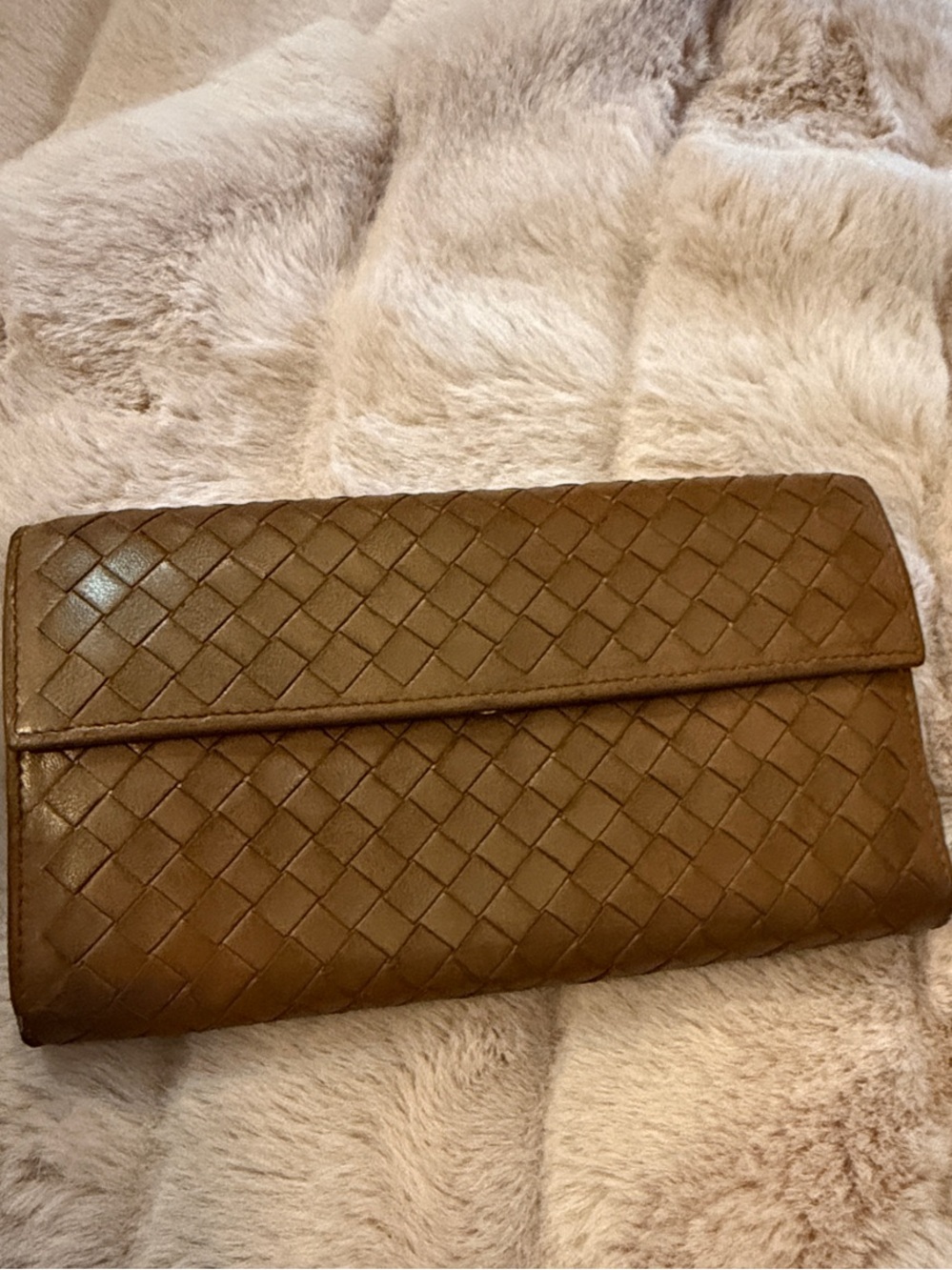 Bottega Veneta Brown Intrecciato Fold-Over Clutch